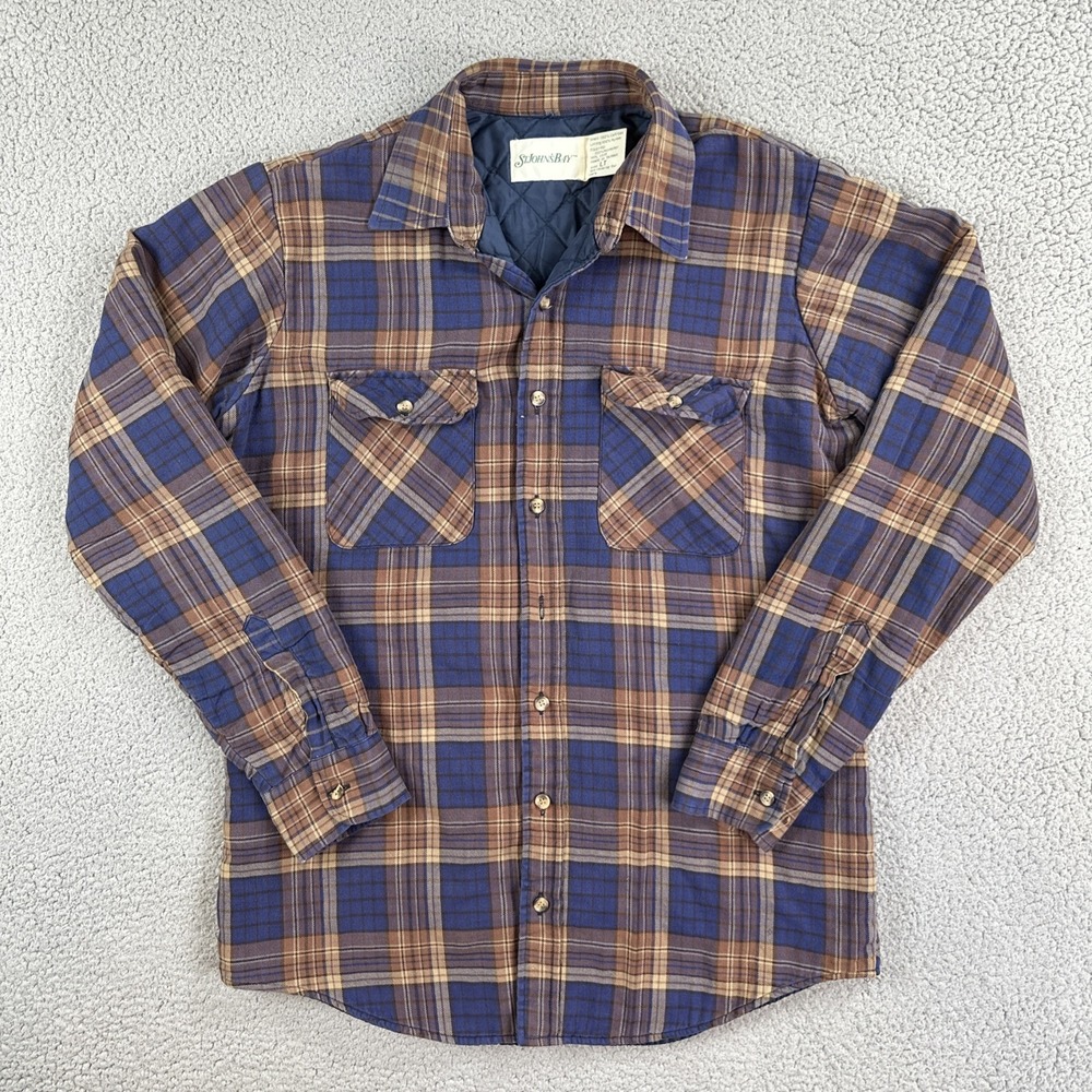 VTG 90's St. John's Bay Lined Flannel Shirt Large Tall Multicolor Plaid Pockets